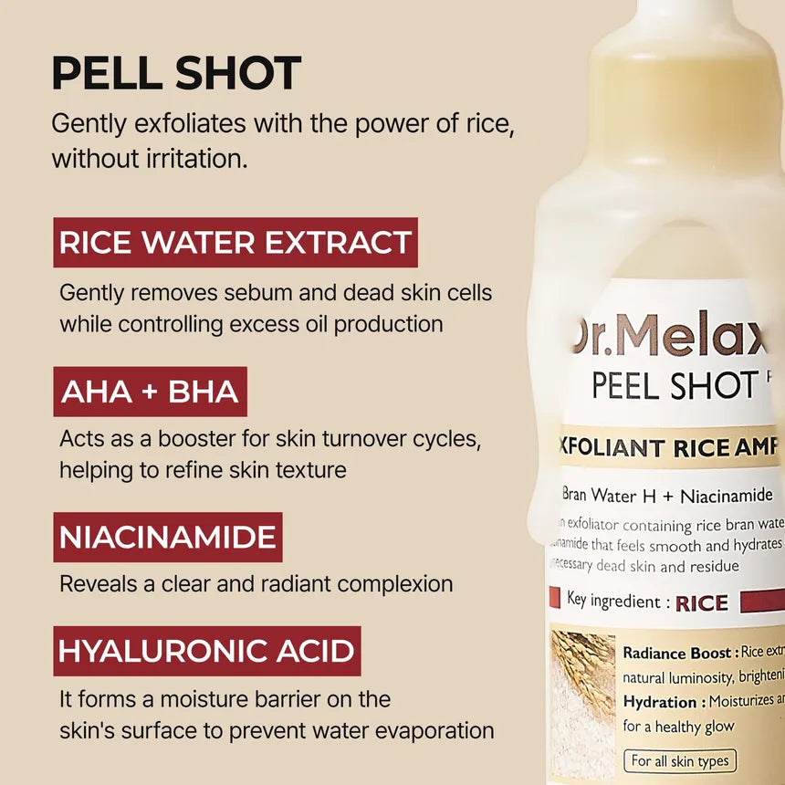 Dr. Melaxin Peel Shot Exfoliant White Rice Ampoule - 80ml