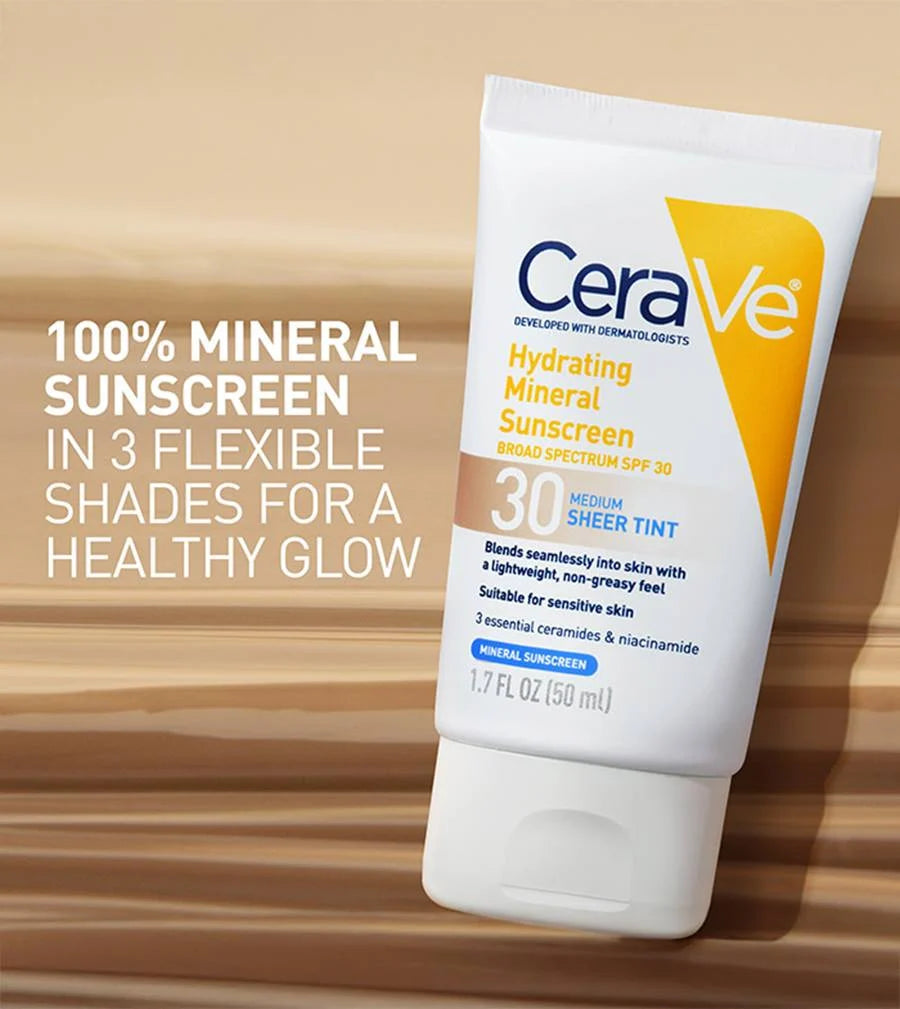 CeraVe Hydrating Mineral Sunscreen SPF30 Medium Sheer Tint - 50ml